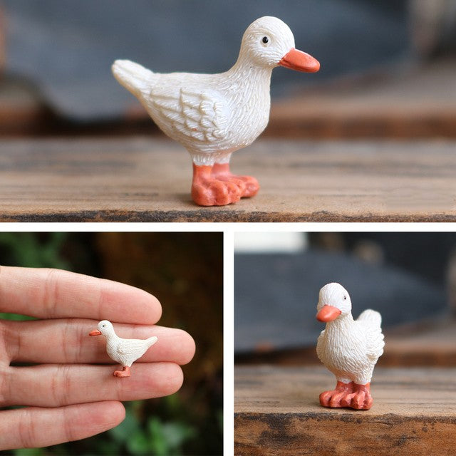 2 Miniature Ducks 1 12 Scale Dollhouse Garden Diorama Animals