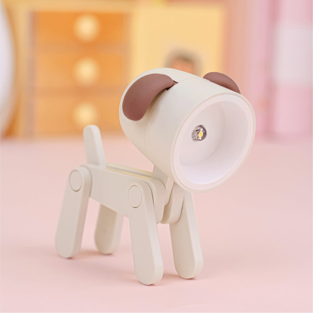 Small Mini Folding - Table Lamp - Night Light 1/6 Scale Doll Accessory Various Animal Shapes white puppy