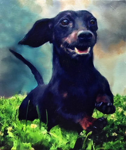 Dachshund custom painted dog portrait