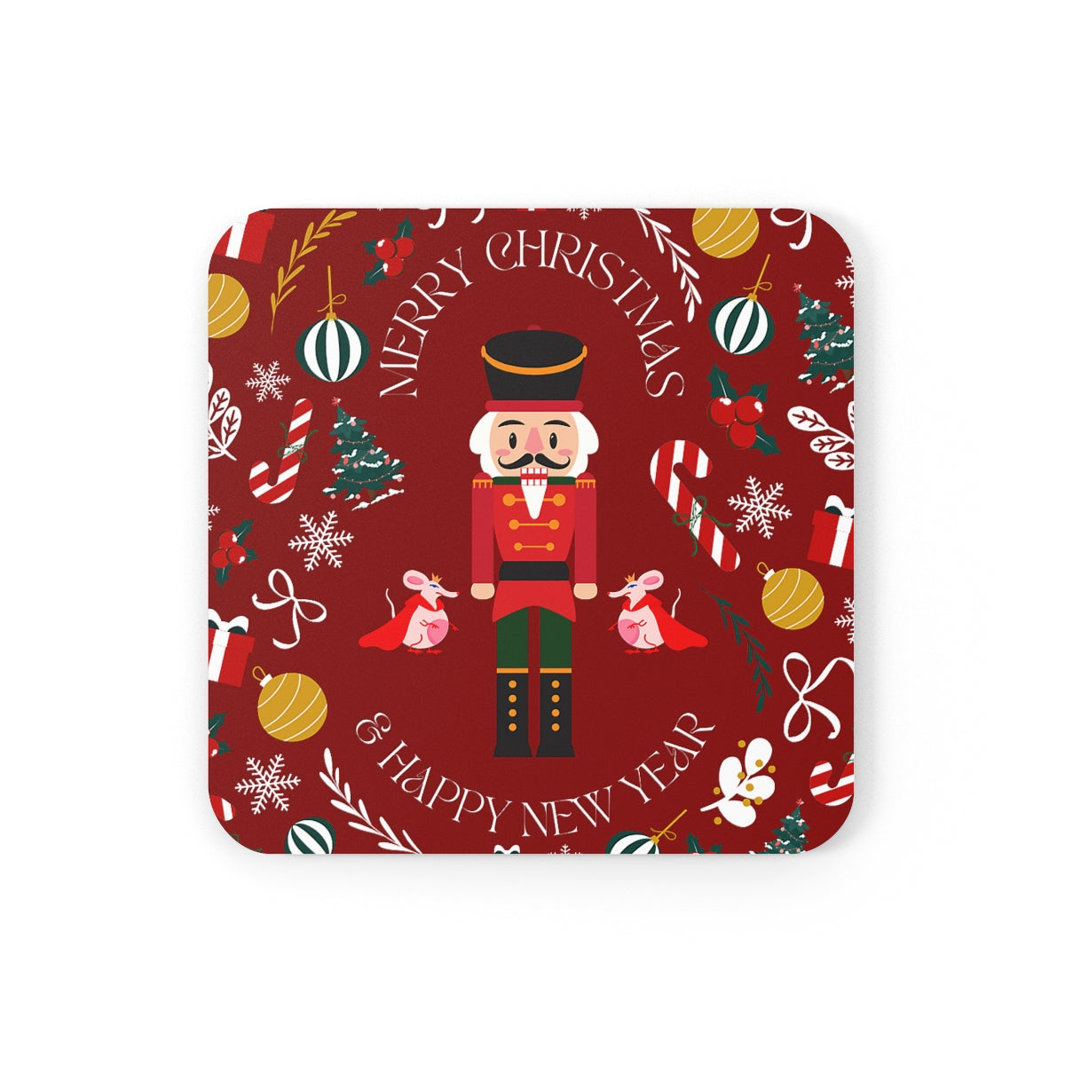 Nut Cracker - Christmas Corkwood Coaster Set