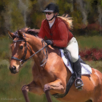 Custom Equine Oil Portrait - The Fox Hunt