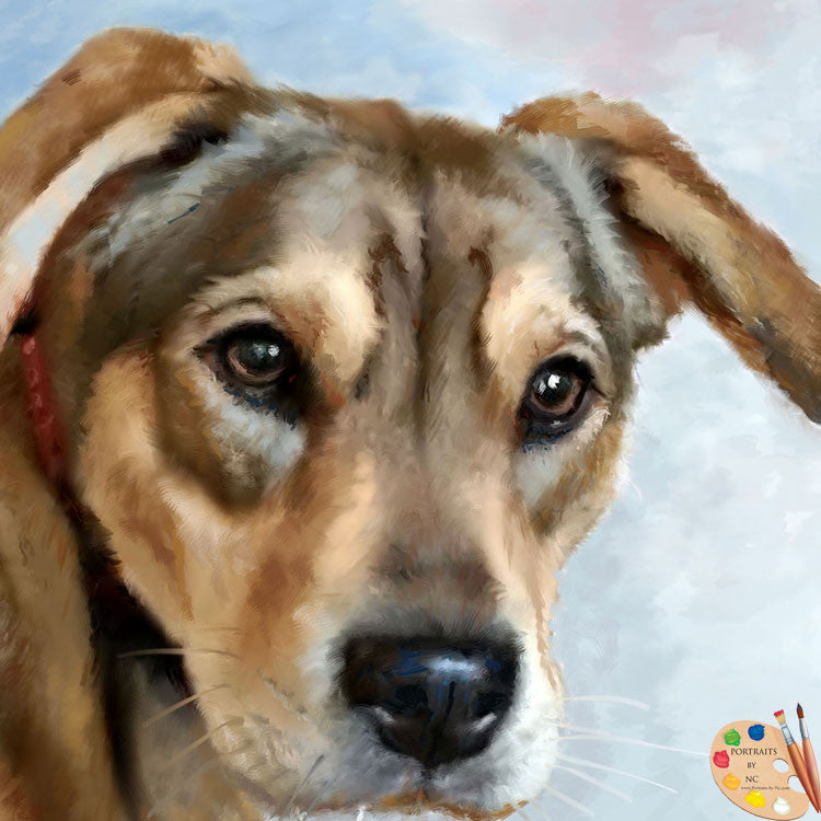 Dog Painting with Sky Background