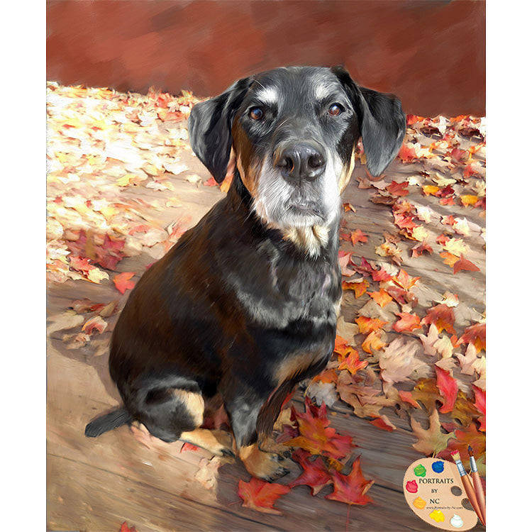 Dog in Foliage Painting 334