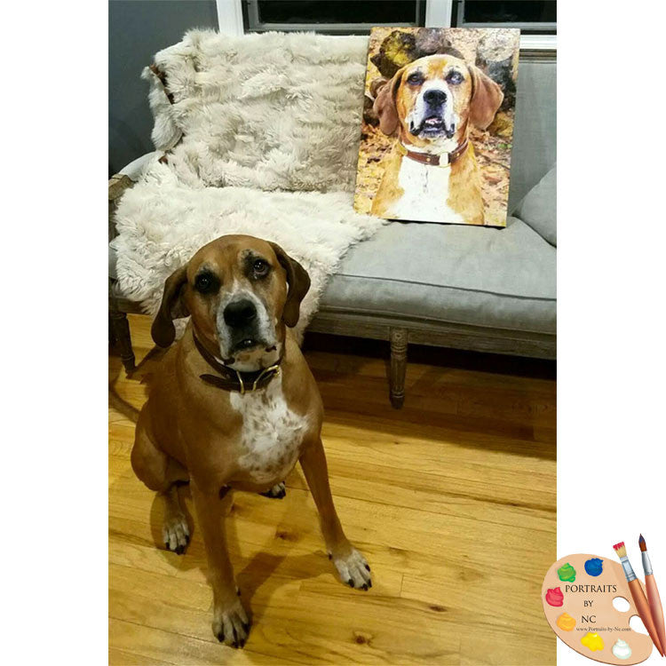 Dog with his portrait