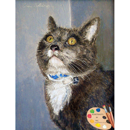 Grey Domestic Cat Painting 106