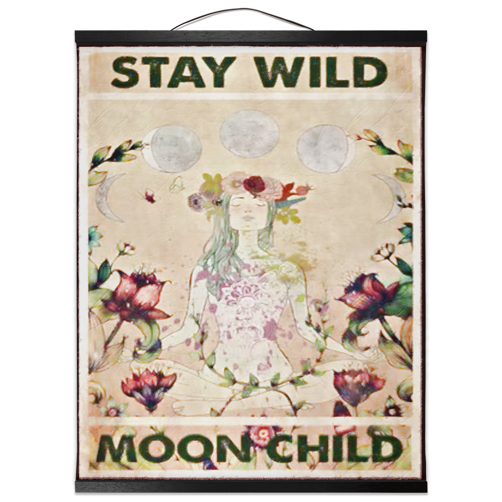 Hanging Canvas Prints - Be Wild Moon Child black border