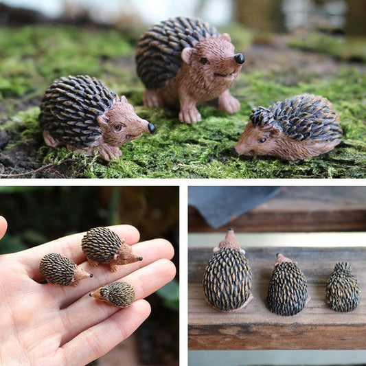3 Miniature Hedgehogs 1 12 Scale Dollhouse Fairy Garden Diorama Animals