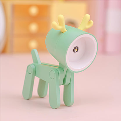 Small Mini Folding - Table Lamp - Night Light 1/6 Scale Doll Accessory Various Animal Shapes green deeer