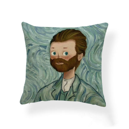 Old Master Cartoon Style Pillows 17x17" Blended Cushions