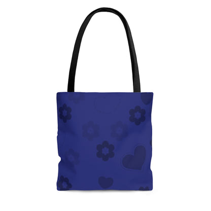 Tote Bag - Blue Flowers and Hearts