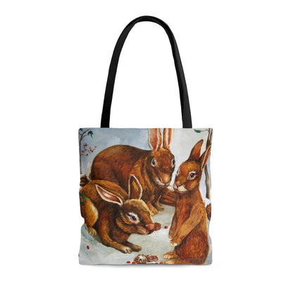 Tote Bag - Rabbits in Snow Design large front
