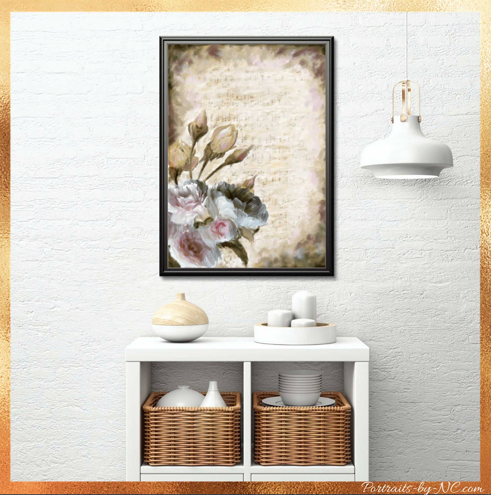 Romantic Ode to Love Floral Canvas Print – Portraits and Miniatures by NC