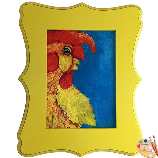 Framed Nursery Art Rooster Painting 311
