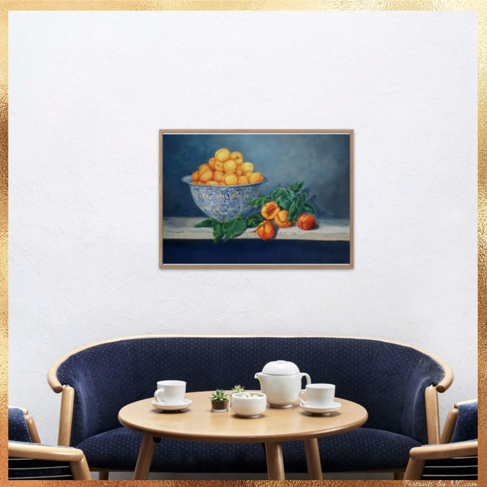 Apricots and Peaches - Fruit Still Life Canvas Print in room