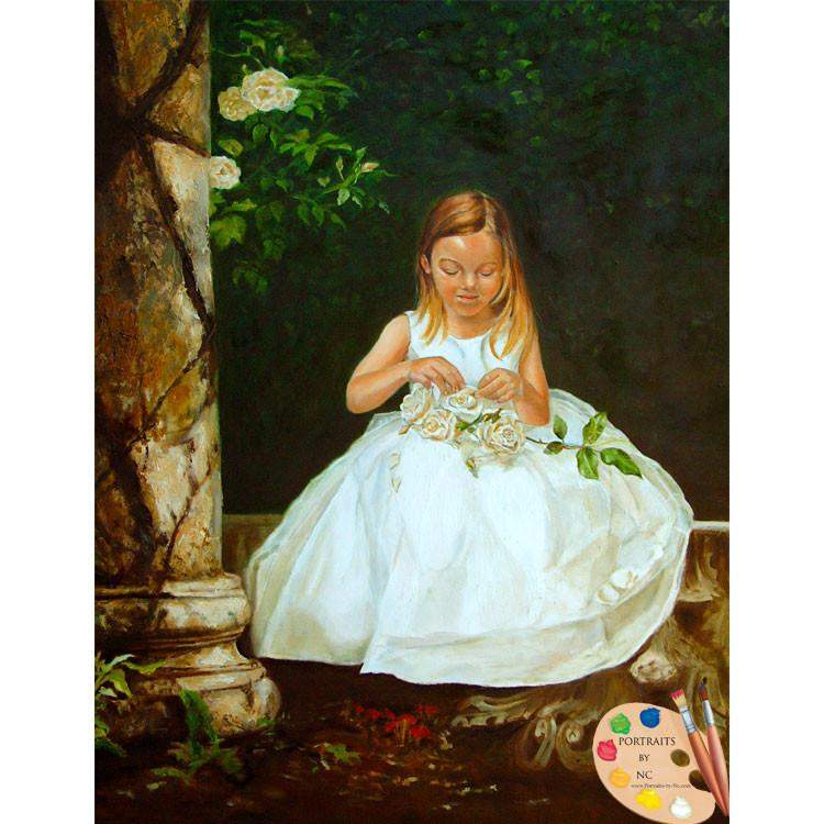 Girl in Rose Garden Painting 56