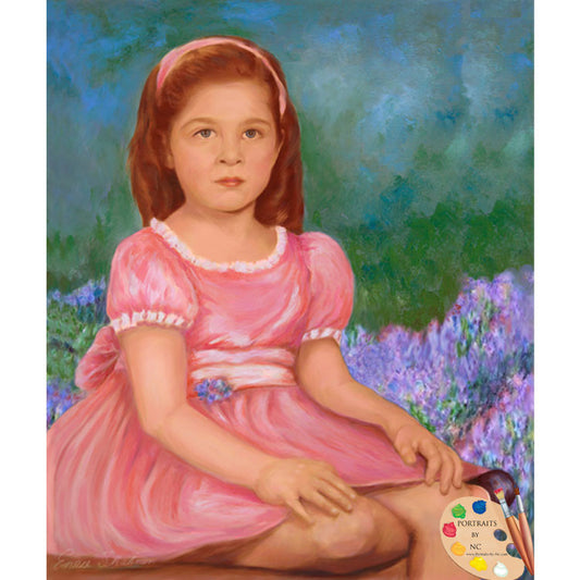 Child Portrait Painting in Monet Garden #223 - Portraits by NC