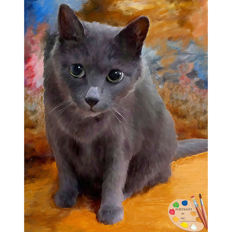 Grey Cat Painting 541