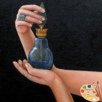 Blue Glass Bottle Painting 103