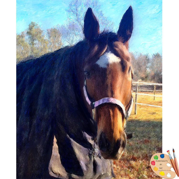 Brown Horse Portrait Painting 608 - Portraits by NC