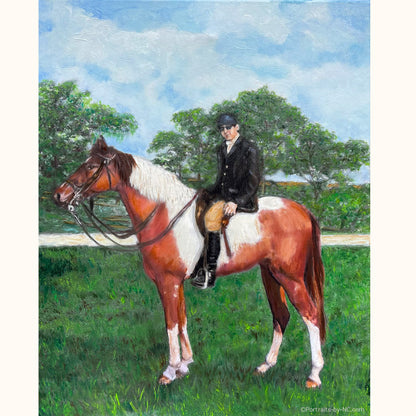 horse and rider oil portrait