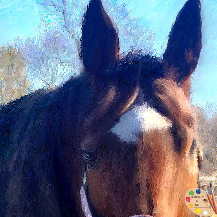 Brown Horse Portrait Painting 608 - Portraits by NC