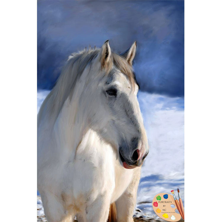 Painting Horse in Winter Landscape 266 - Portraits by NC