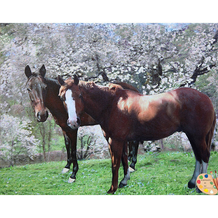 Horse Painting Horses in Cherry Tree Grove 361