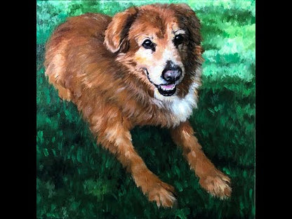 Portrait de chien Golden Retriever à l'huile 
