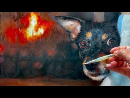 Custom Painted Dog Rat Terrier namens Tater - Ölportrait