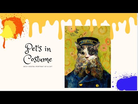 ANIMAUX DE COMPAGNIE EN COSTUME - Portrait de chat de costume de maître de poste de Van Gogh