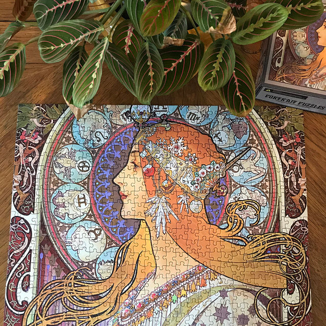 Alphonse Mucha La Plume Zodiac Art Nouveau - Traditional Thick Jigsaw Puzzle for Adults 30 to 1000 Pieces