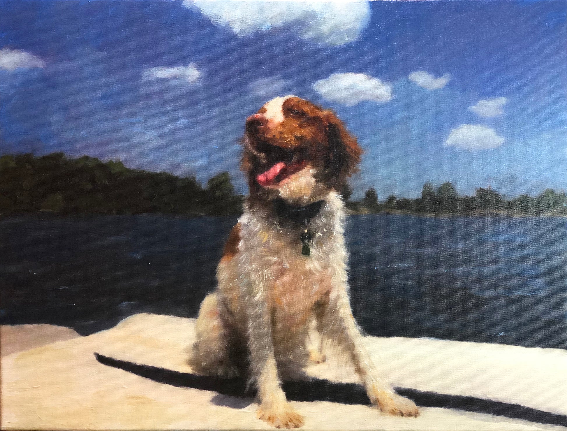 Irish Setter Dog Portrait on Oil