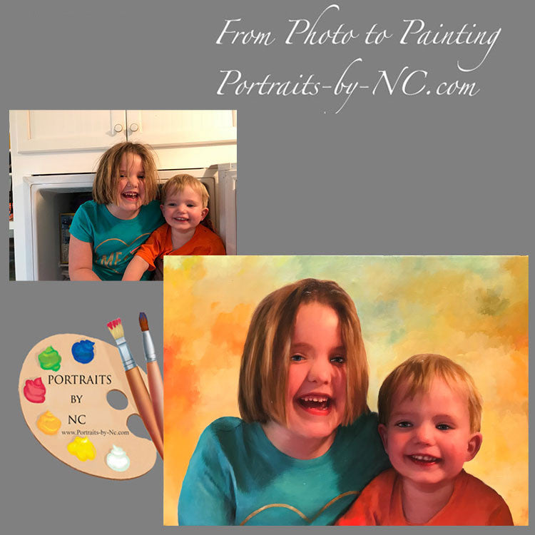 Painting of Siblings in Oil