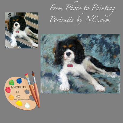 King Charles Spaniel Portrait from Photo 372