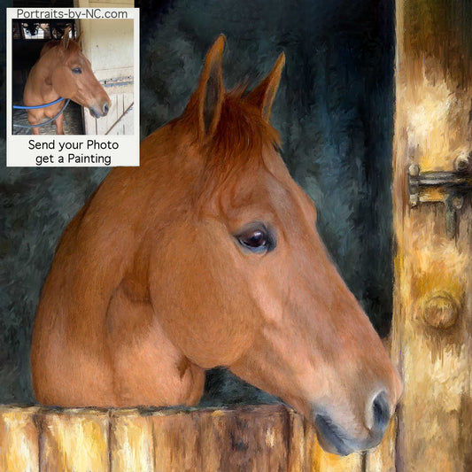 light brown horse portrait from photo