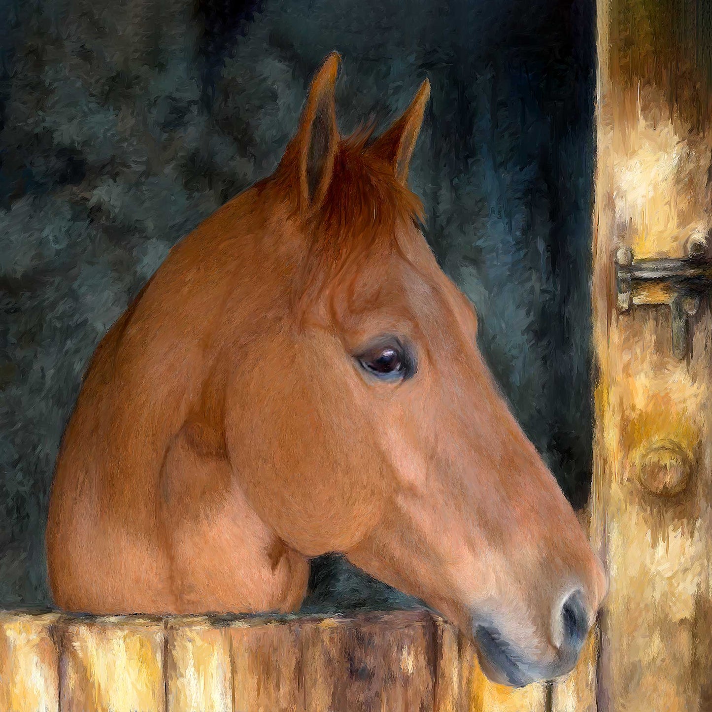 custom painted brown horse portrait