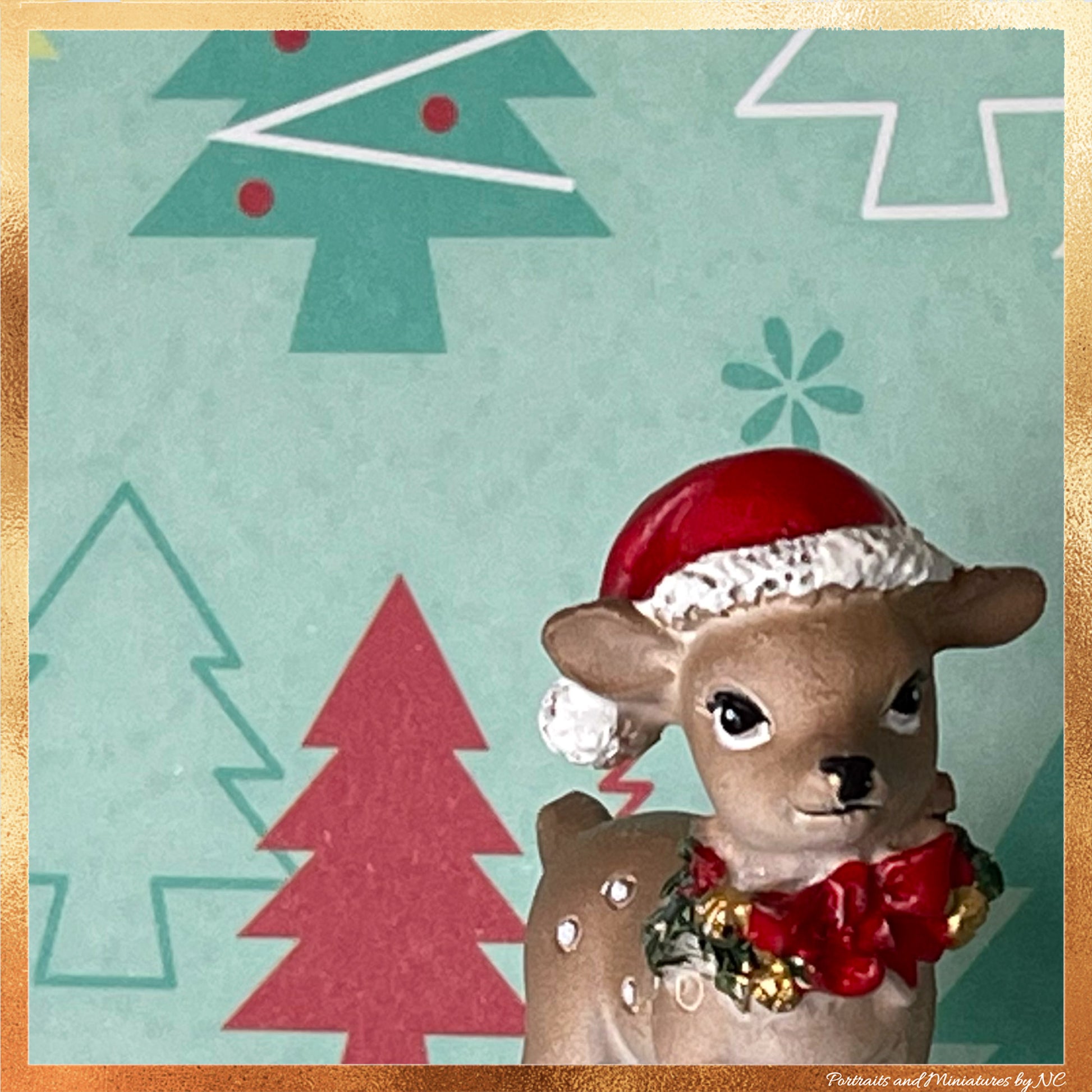 Little Christmas Reindeer Dollhouse Decor head