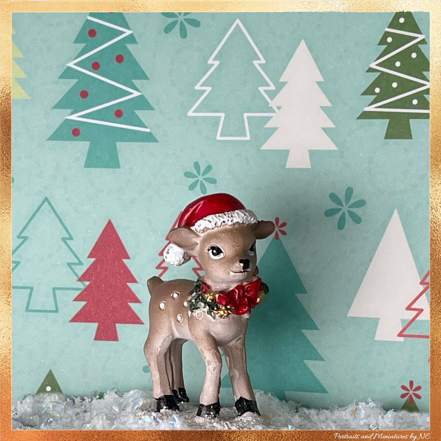 Little Christmas Reindeer Dollhouse Decor