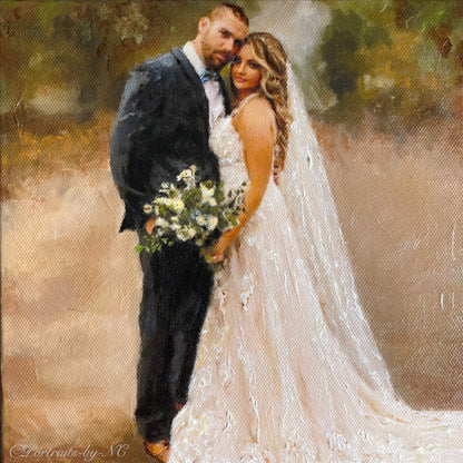 Newlyweds Oil Portrait
