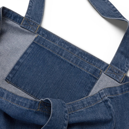 Organic denim tote bag with Puppy