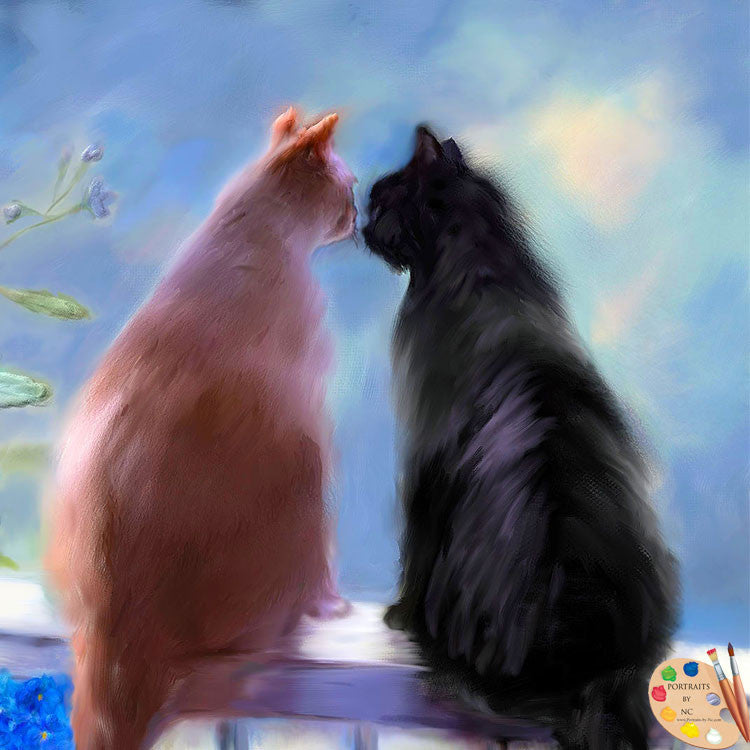 Cat Painting Love Buddies 280 - Portraits by NC