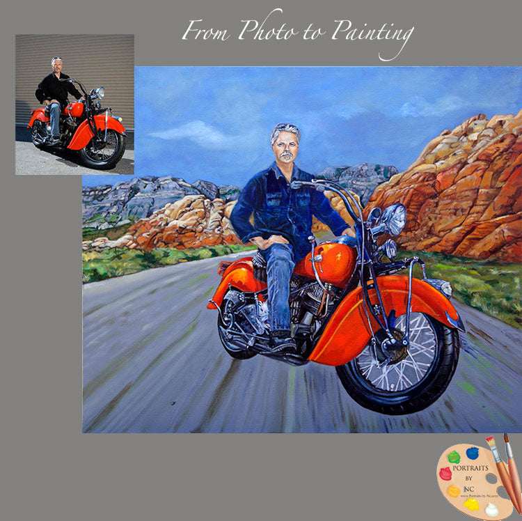 motorcycle rider portrait from photo