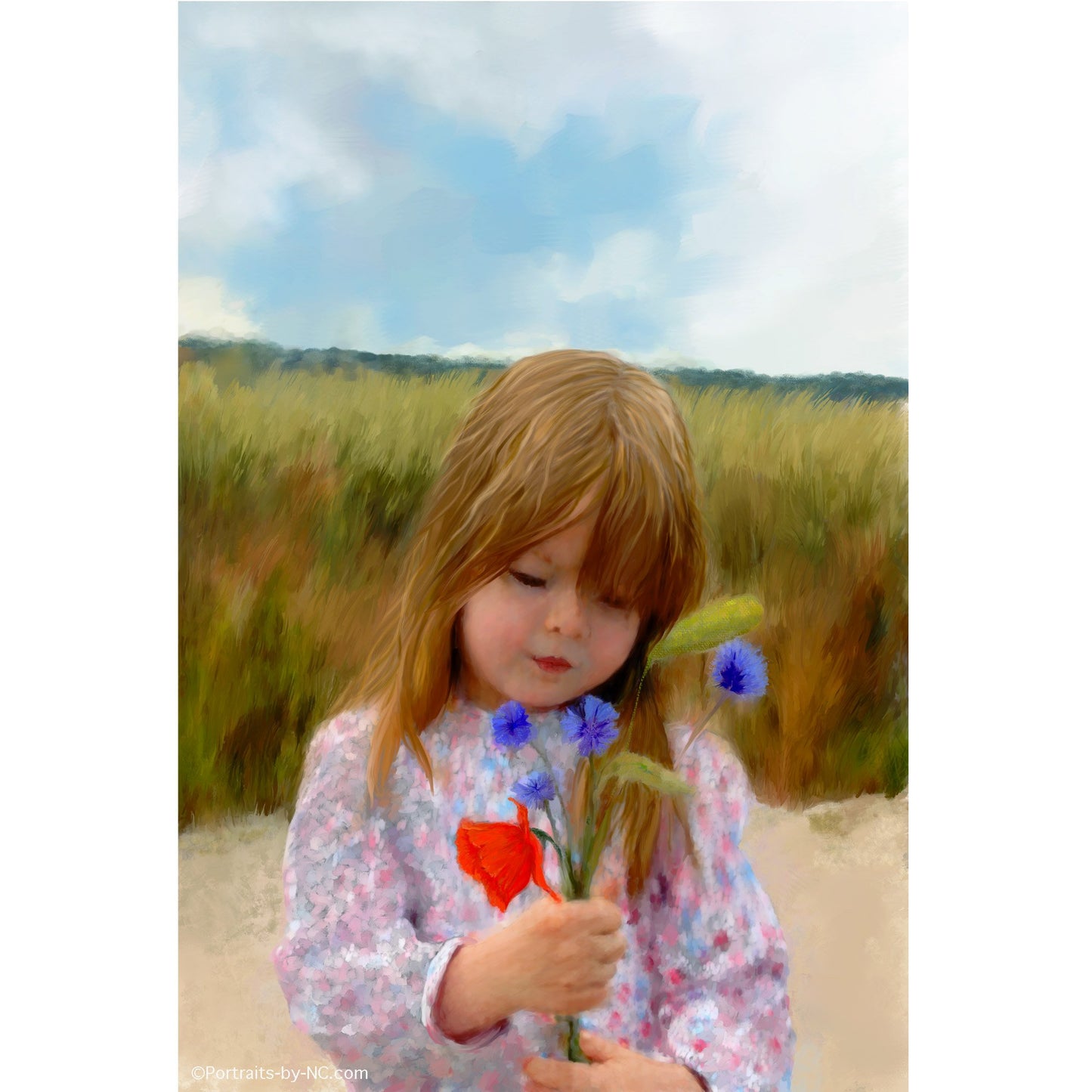 Child Portrait - Picking Cornflowers