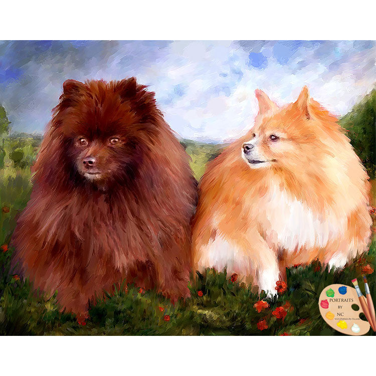 Pomeranians Dog Painting 507
