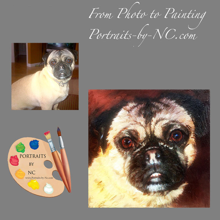 Pug Portrait from Photo 470