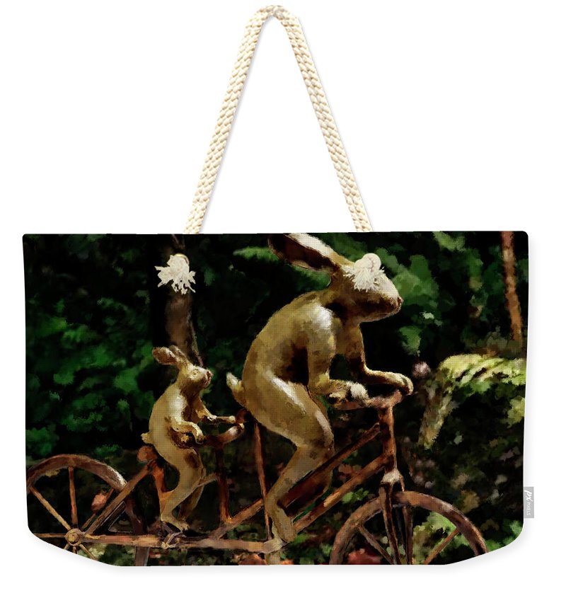 Rabbits Tandem Bicycle Race - Weekender Tote Bag Back
