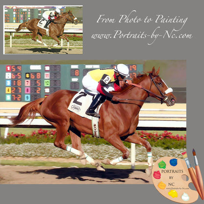 Racehorse Portrait from Photo 618