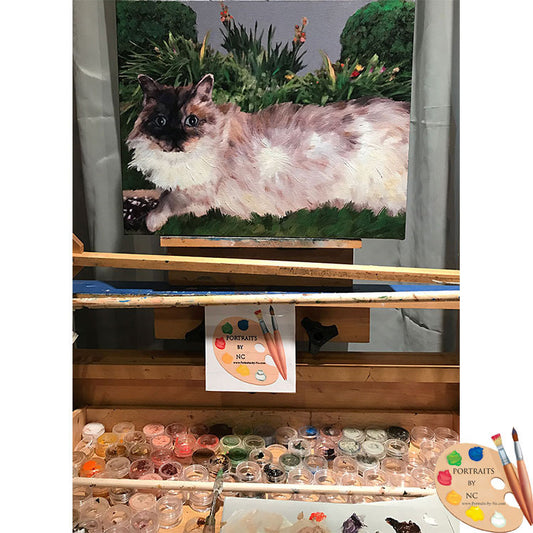 Ragdoll Cat Portrait on easel 528