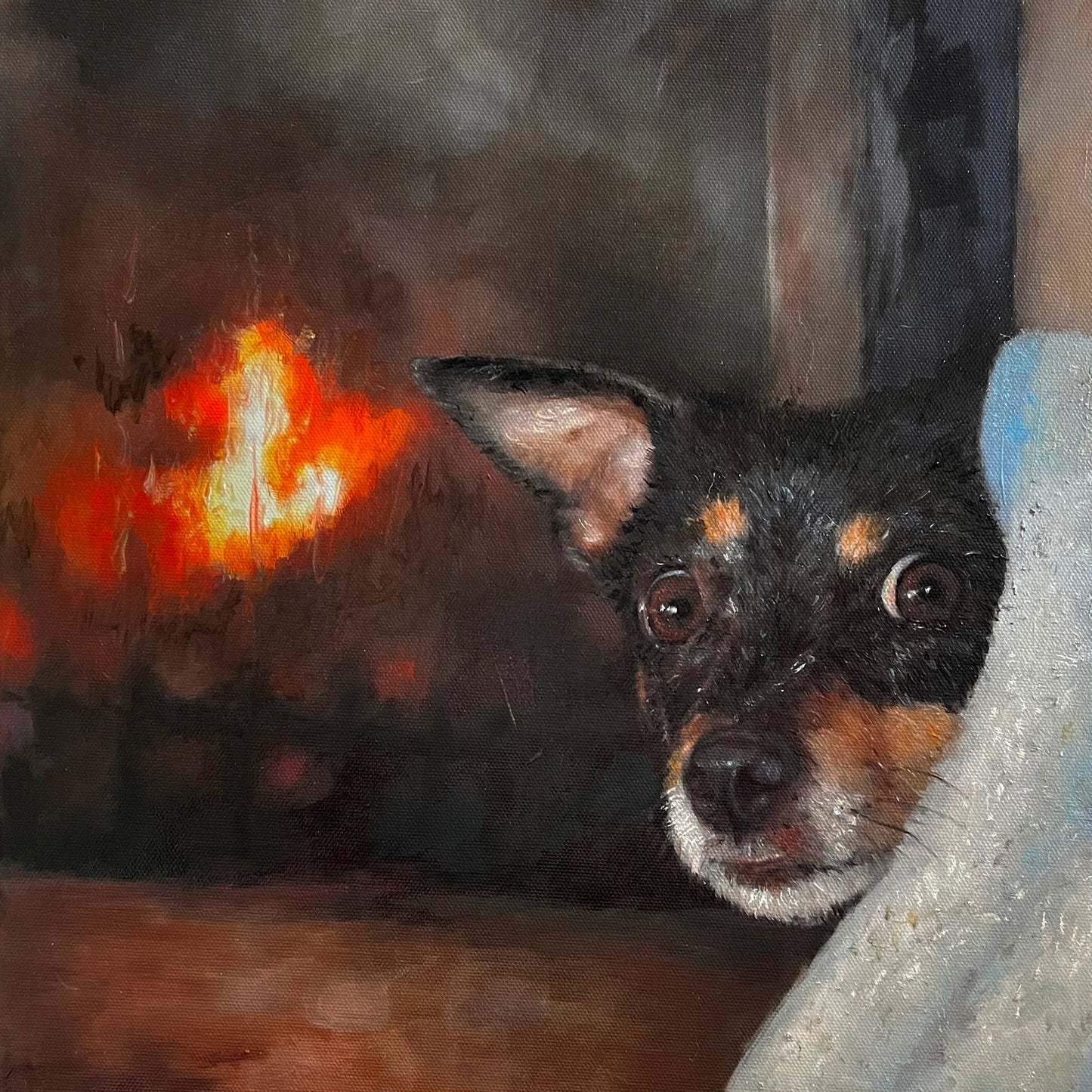 Custom Painted Dog Rat Terrier named Tater - Oil Portrait