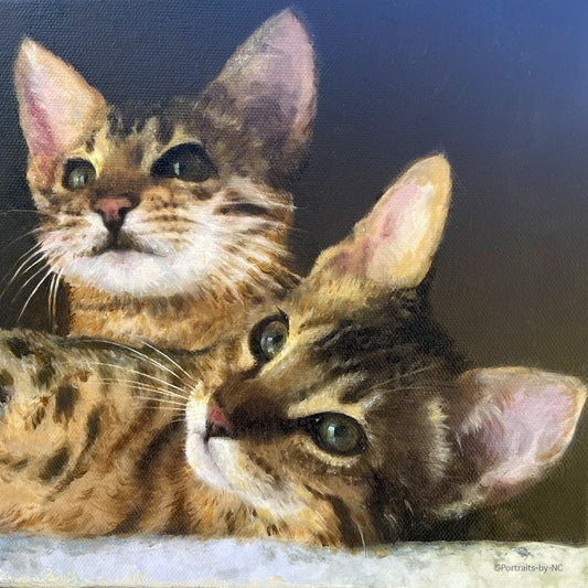 Savannah-Katzen-Öl-Portrait 